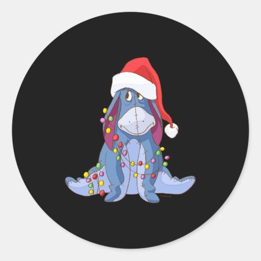 Eeyore Santa Claus Ronde Sticker (Voorkant)