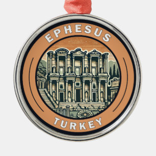 Efeze Turkije Illustratie Travel Art Badge Metalen Ornament