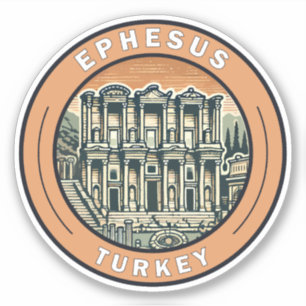 Efeze Turkije Illustratie Travel Art Badge Sticker