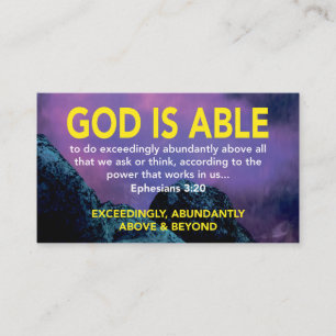 Efeziërs 3:20 God is in staat de Schrift te over Visitekaartje