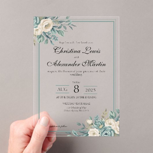 Effacer Acrylique Forme Florale Faire-part de mari (In situ (ordinateur de poche))