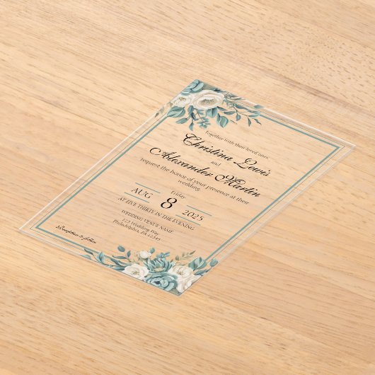 Effacer Acrylique Forme Florale Faire-part de mari (Poser)