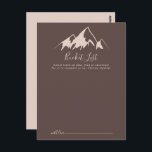 Effacer les cartes de liste des regroupements de M<br><div class="desc">Ces cartes d'achat de mariages campagnards de montagne sont l'activité idéale pour une réception de mariage moderne ou une douche nuptiale. L'aménagement comprend une montagne beige d'aquarelle idyllique. Modifier le libellé pour convenir à tout événement de vie. Le panneau de liste de regroupement est vendu séparément.</div>