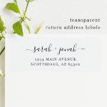 Effacer les étiquettes d'adresse de retour du Mari<br><div class="desc">Élégante étiquette d'adresse de retour transparente pour vos enveloppes de faire-part de mariage. Chaque étiquette de la feuille 8x8" a une hauteur d'environ 2, 5" et un peu moins de 1".</div>
