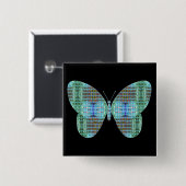 Effect van juwelig vlinderglas vierkante button 5,1 cm (Voorkant /achterkant)