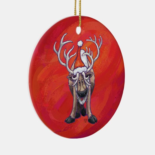 Effectieve rendierziekte op rood en groen keramisch ornament (Rechts)