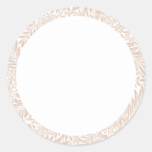 Effen beige en witte bloemenlabel ronde sticker