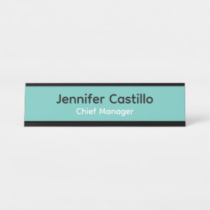 Effen Blauw Zwart Wit Minimalistisch Modern Bureau Naambordje