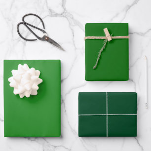 Effen bos donkergroene tinten 3 kleuren inpakpapier vel