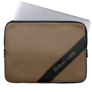 Effen bruin gepersonaliseerd laptop sleeve