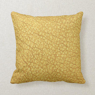 effen gele mosterdoker Faux Leather Kussen