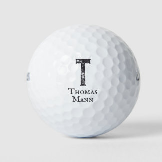 Effen grijze kleur initials en naam golfballen