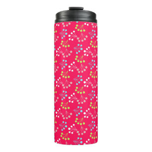 Effen kleur bessen eenvoudige patroon retro sixtie thermosbeker