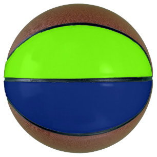 effen kleur donkerblauw en neongroen mini basketbal