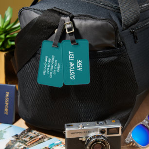 Effen kleur effen Deep Aqua blauwgroen Bagagelabel