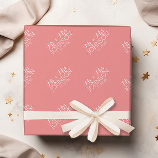 Effen kleur Koraalperzik - Trouwcadeaus voor Mr &  Cadeaupapier