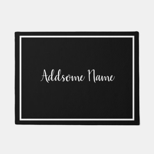Effen kleur Modern Basic Zwart Wit Monogrammed Deurmat (Voorkant)
