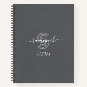 Effen kleur monogram schetsboek notitieboek