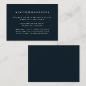 Effen kleur Navy Blue Bruiloft Accommodaties Informatiekaartje (Voorkant / Achterkant)