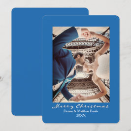 Effen kleur nevels blauwe elegante kerstkaart kaart