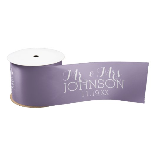 Effen kleur Orchidee Lavendel Mr & Mrs Wedding Fav Lint (Spoel)