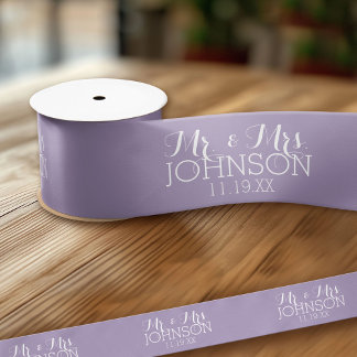 Effen kleur Orchidee Lavendel Mr & Mrs Wedding Fav Lint