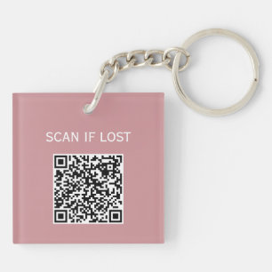 Effen kleur QR-code Scan als verloren Pastel Stof  Sleutelhanger