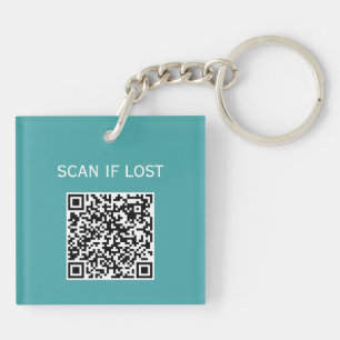 Effen kleur QR-code Scan bij verlies Lichtblauw gr Sleutelhanger