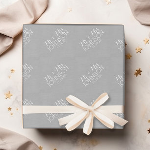 Effen kleur zilver - Mr & Mrs huwelijksgunsten Cadeaupapier