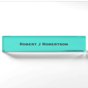 Effen turquoise blauw naambordje