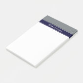 Effengrijze marineblauwe lint naam initialen post-it® notes (Schuin)