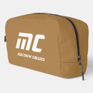 Effenvoudig Beige Monogram Naam Text Eenvoudig voo Toilettasje
