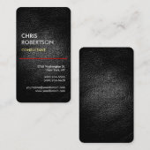 Effet cuir gris rouge Carte de visite attrayant (Devant / Derrière)