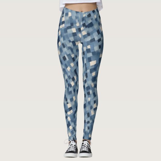 Effet de peinture à motifs bleus Leggings imprimés (Devant)