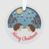 Effet de quilling 2 hérissons à Noël (devant)