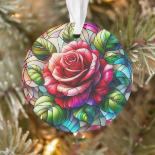 Effet de vitrail rose, élégant motif floral