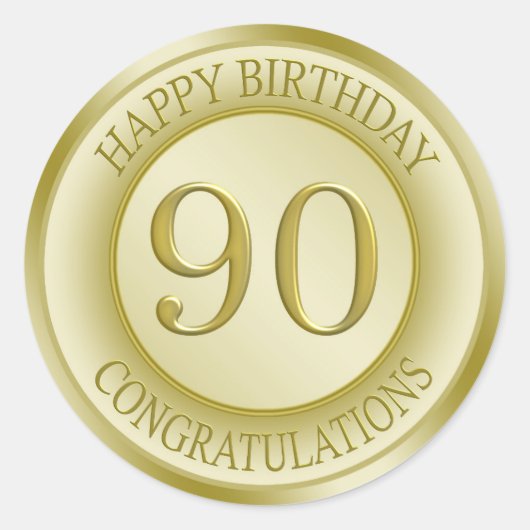 Effet d'or Joyeux 90e Sticker d'anniversaire (Devant)