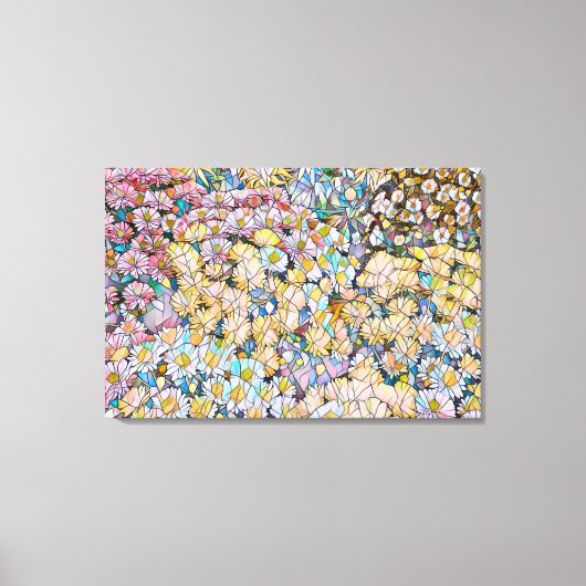 EFFET MOSAÏQUE Fleurs de chrysanthème sur toile (Recto)