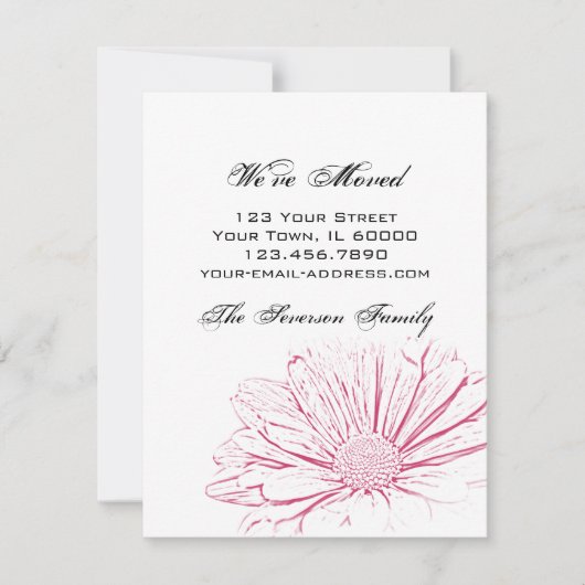 Effet rose Fleur Changement d'adresse Faire-part (Devant)