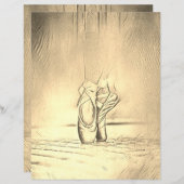 Effet vintage Chaussures de Ballet Papier à lettre (Devant / Derrière)