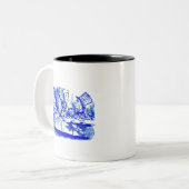 Efficiënt Bleek Azuur Klassiek Blauw Ontwerp Tweekleurige Koffiemok (Voorkant links)