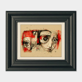 Efficiëntie van Twin - Faces & Eyes Abstracte kuns Poster