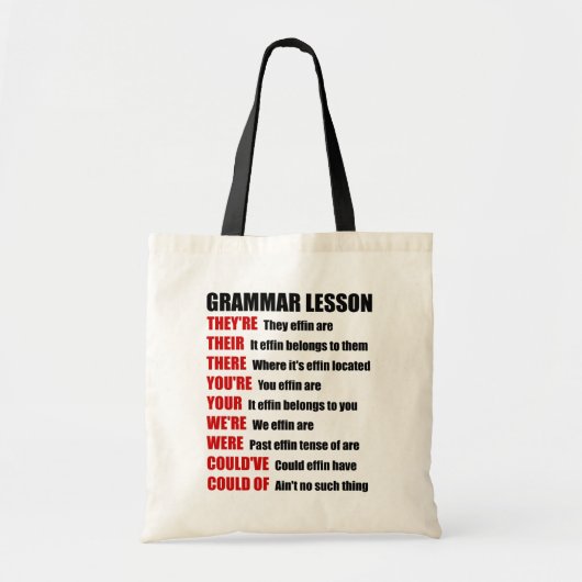 Effin Grammar Lesson Humor, daar zijn ze Tote Bag (Voorkant)