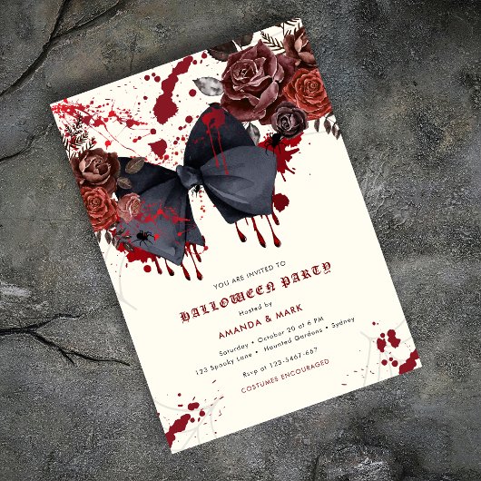Éffrayant arc noir Halloween Costume Invitation