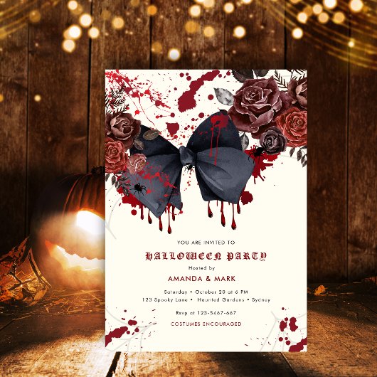 Éffrayant arc noir Halloween Costume Invitation