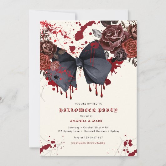 Éffrayant arc noir Halloween Costume Invitation (Devant)