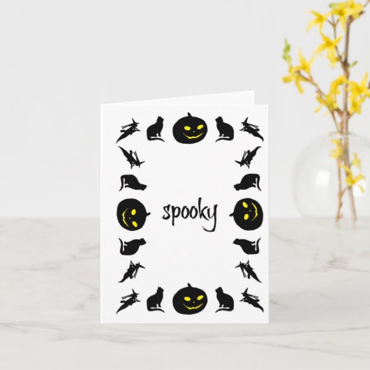 Éffrayant, Carte de thème de bordure Halloween (Fleur jaune)