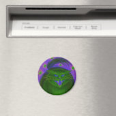 Effrayant Chat Green frigo aimant rond (In Situ (Lave-vaisselle))