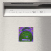 Effrayant chat vert 'MEEEOOOWWW!' aimant frigo (In Situ (Lave-vaisselle))