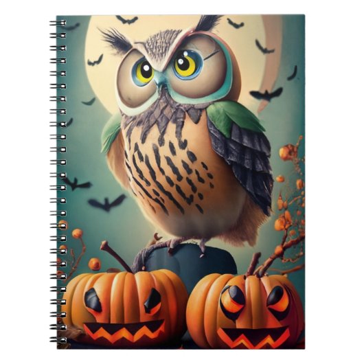 Éffrayant Chic Owl et Citrouille Carnet Halloween (Devant)